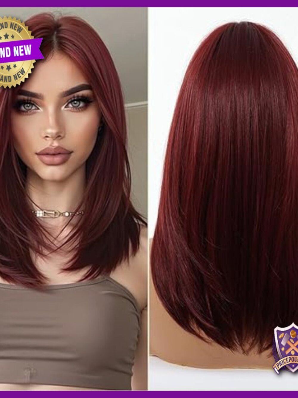 Straight Human Hair Wig with Bangs Layered Glueless Wear and Go 16 Inch